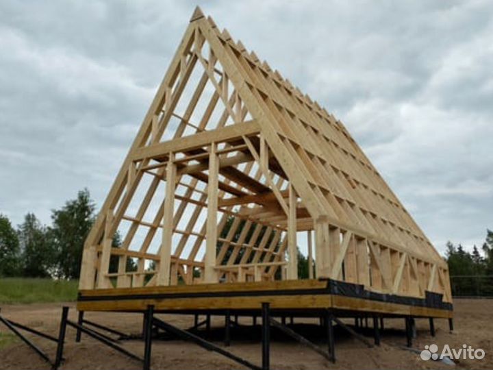 Дом каркасный A-frame с террасой. Прямой поставщик