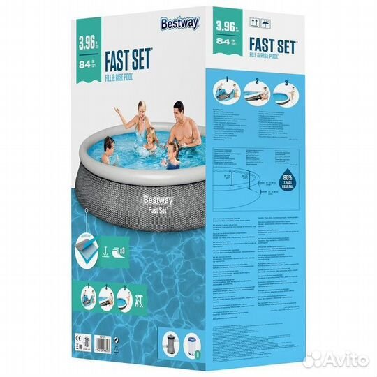 Бассейн надувной Bestway Fast Set, 396 x 84 см