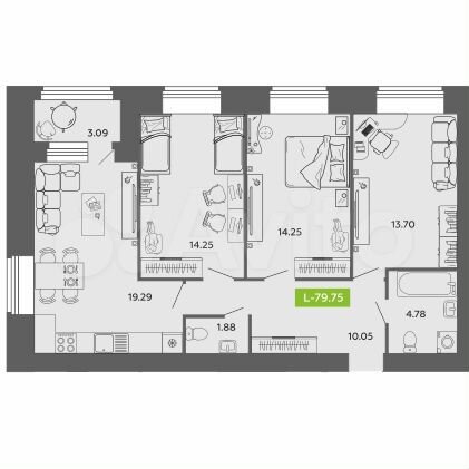 3-к. квартира, 79,8 м², 8/11 эт.