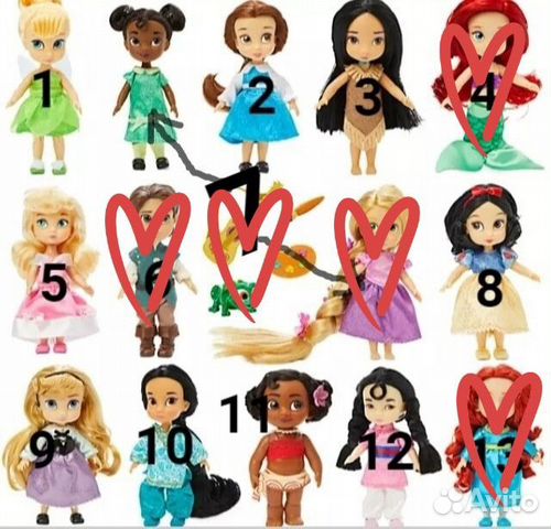 Минианиматоры Ариэль,Рапа Disney Дисней куколки