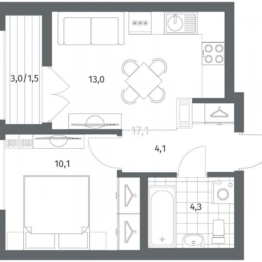 1-к. квартира, 33 м², 5/12 эт.