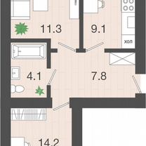 2-к. квартира, 47,6 м², 1/4 эт.