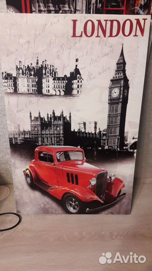 Картина Лондон на панели с крепежом 3 штуки