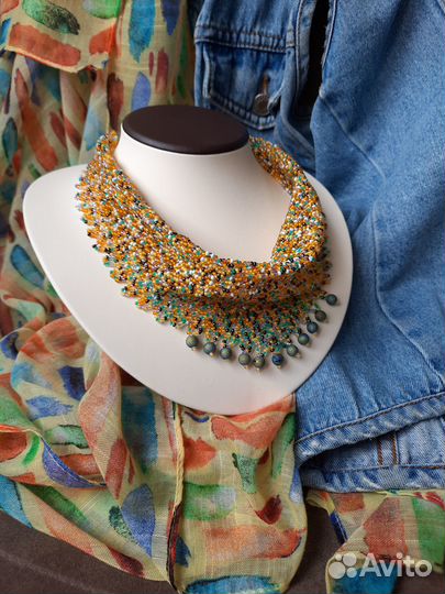Колье косынка на шею из бисера