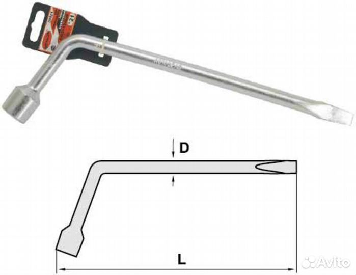 Ключ баллонный Г-образный 19мм L450мм с лопаткой А