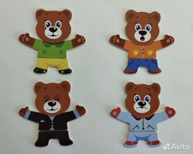 Пазл деревянный сортер Одень мишку