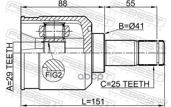 ШРУС внутренний перед лев ;mitsubishi lancer