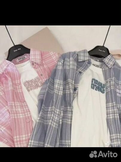 Рубашка женская miu miu в клетку модная