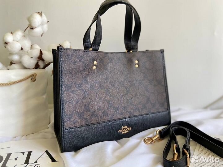 Сумка coach tote bag натуральная кожа