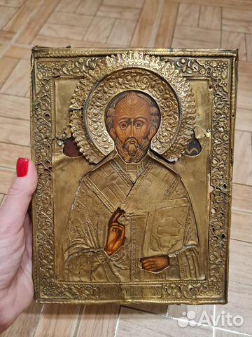 Икона старинная Николай Чудотворец