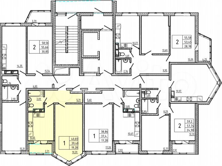 2-к. квартира, 40,8 м², 14/18 эт.