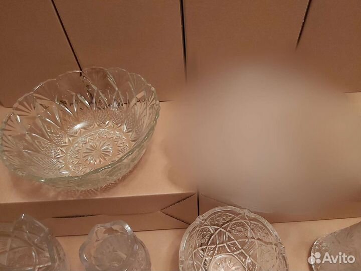 Хрусталь: ваза, блюдо, салатница, селедочница