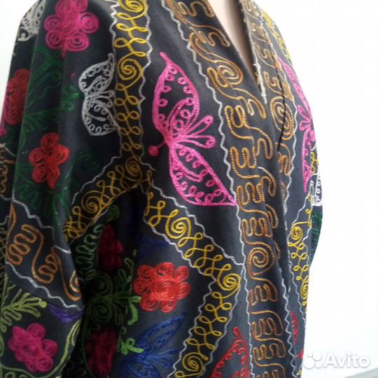 Узбекский халат из сюзане и иката. Кимоно. CHT023