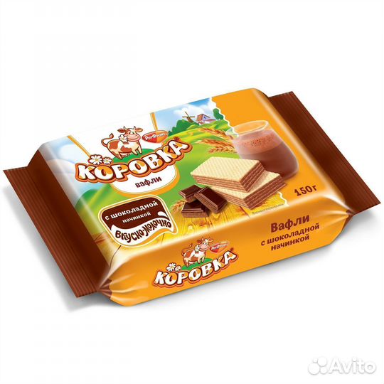 Опт - Вафли Коровка Шоколадная начинка 150г