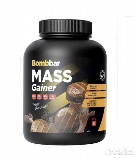 Bombbar, mass Gainer, Гейнер, 2,7 кг все вкусы
