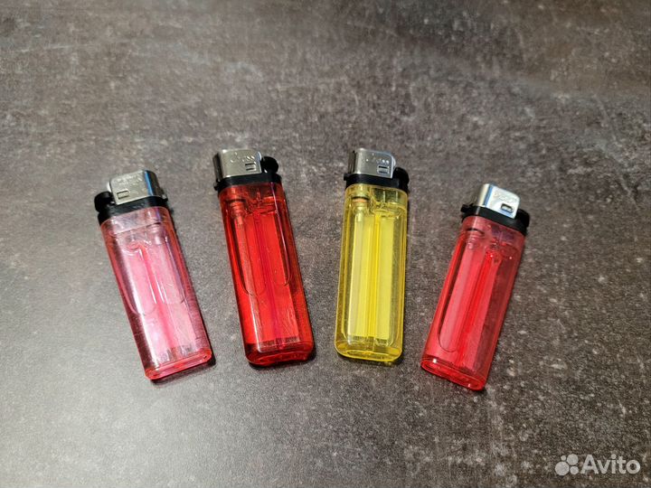 Зажигалки прозрачные 4 шт стекло