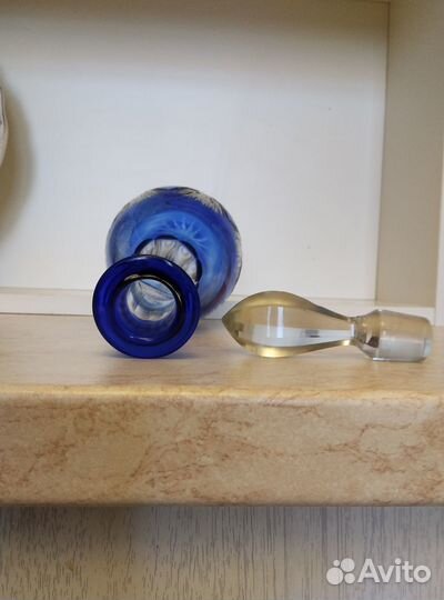 Графин Штоф Хрусталь кобальт синий СССР, целый