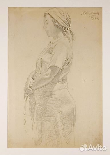 Лактионов Колхозница 1939г рисунок портрет картина