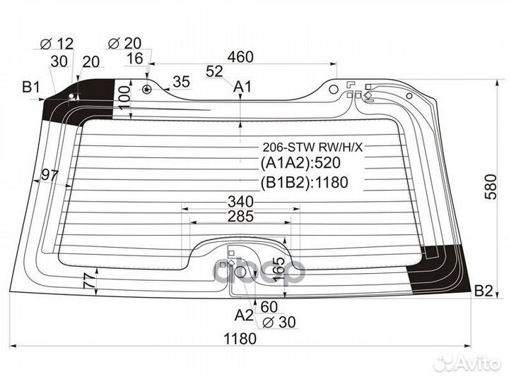 Стекло заднее с обогревом peugeot 206SW 5D WGN