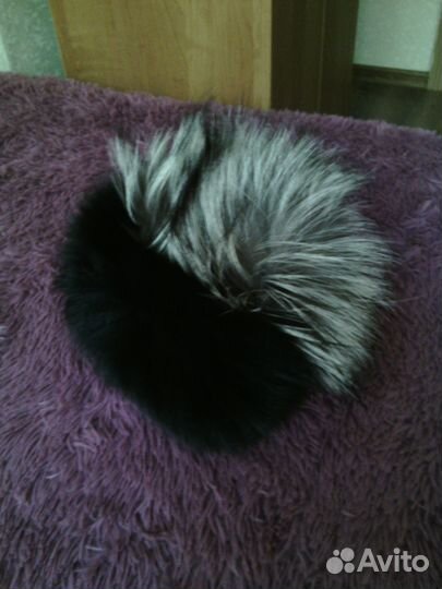 Вязаный меховой берет