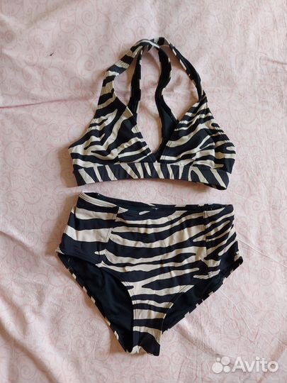 Купальник женский раздельный зебра y2k