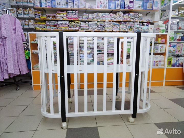 Детская кроватка трансформер овальная