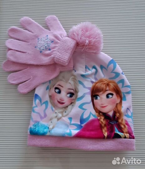 Шапочка и перчатки для девочки новые Германия