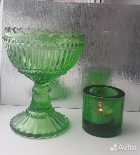 Ваза и подсвечник финское стекло винтаж.Finland