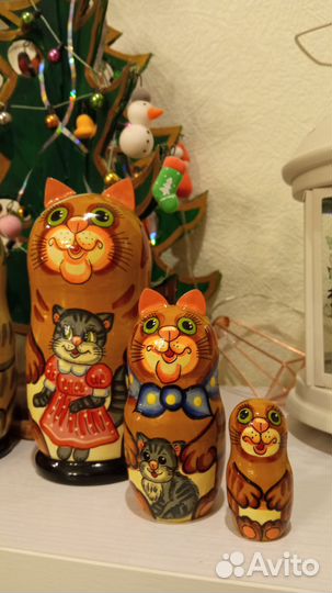 Котик - матрешка (12 см)