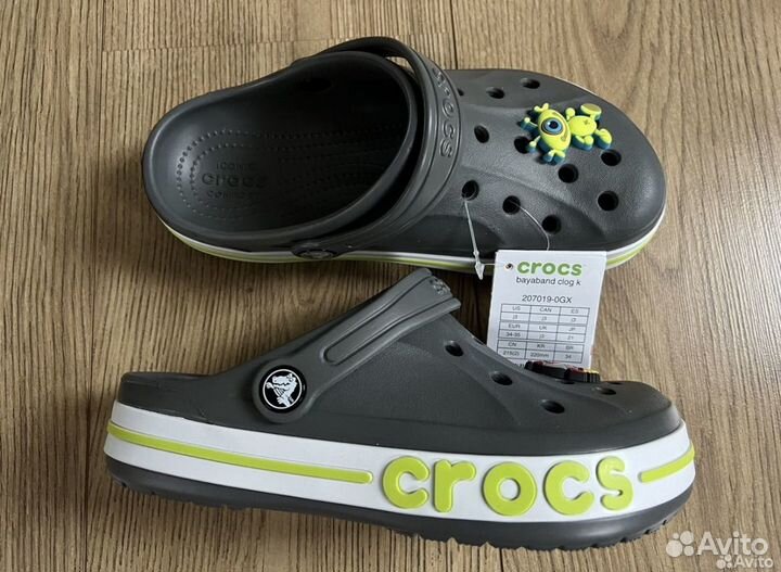 Crocs новые сабо Bayaband Grey J3(35)