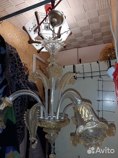 Люстра потолочная италия murano позолота
