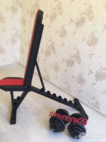 Скамья регулируемая с парой гантелей