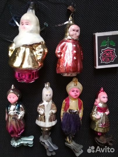 Советские ёлочные игрушки, на прищепках конфетти