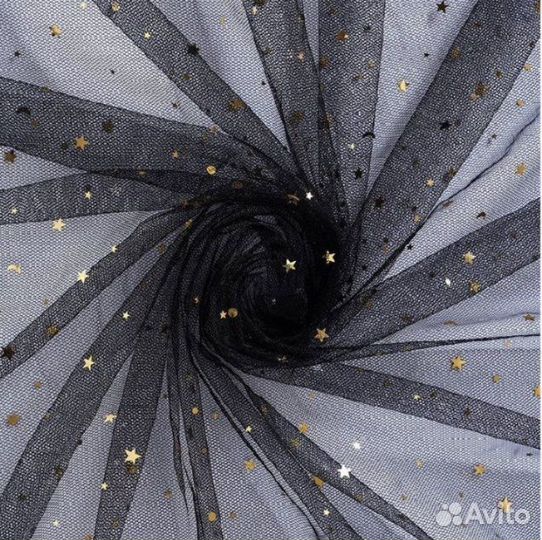 Фатин с блестками, фатин сетка с глитером звезды