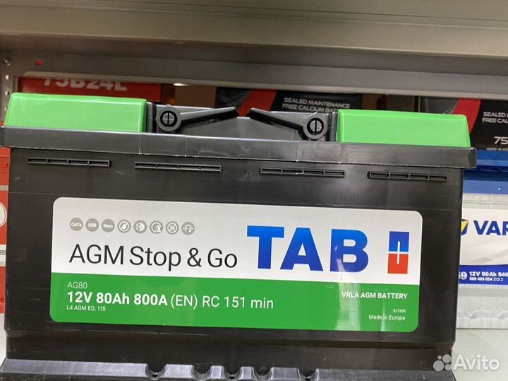 Аккумулятор AGM Tab 80 на Ауди Бмв Оригинал