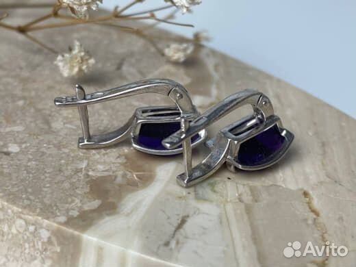Серьги серебряные 925, аметист