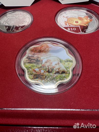 Набор монет Сингапур 2007. Год Свиньи.Редкий.Proof