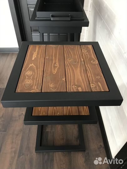 Мангал в стиле Лофт с 2-я столиками