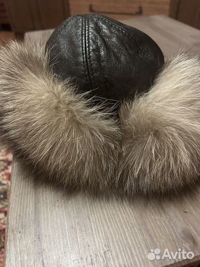 Шапка кожа чернобурка