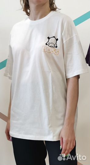 Футболка белая унисекс оверсайз
