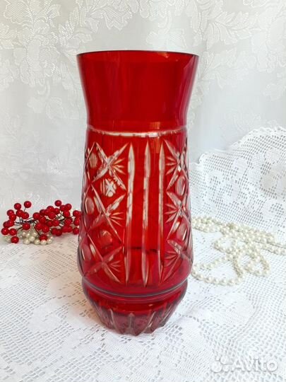Ваза рубиновое стекло СССР