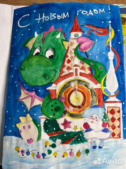 Рисунок новогодний в сад в школу