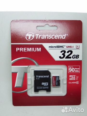 Transcend microsdxc 32Gb TS32gusdu1 + SD адаптер