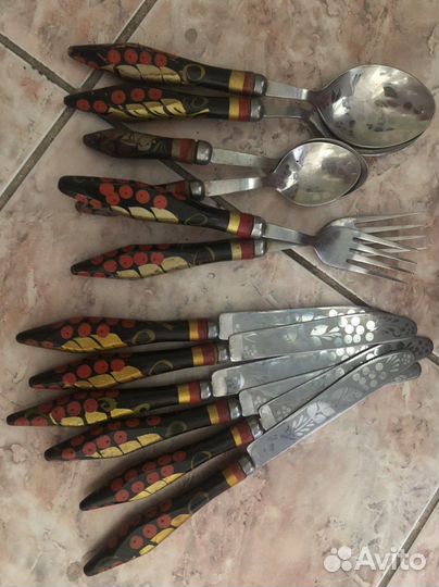 Ложки вилки ножи СССР гжель
