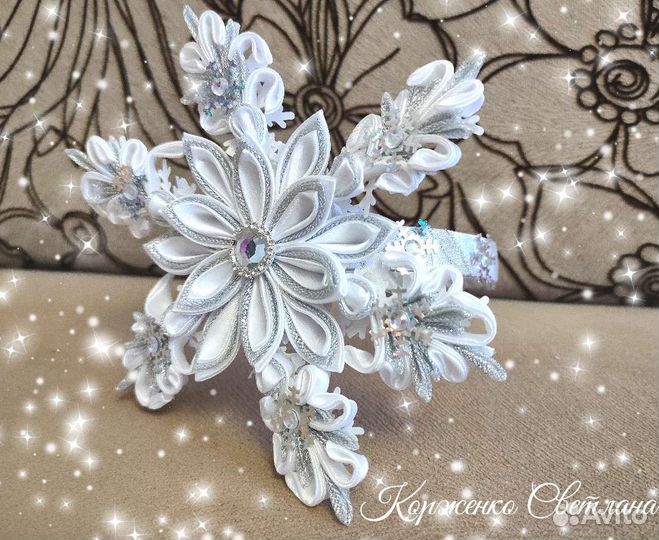 Ободок ручной работы для волос в виде снежинки