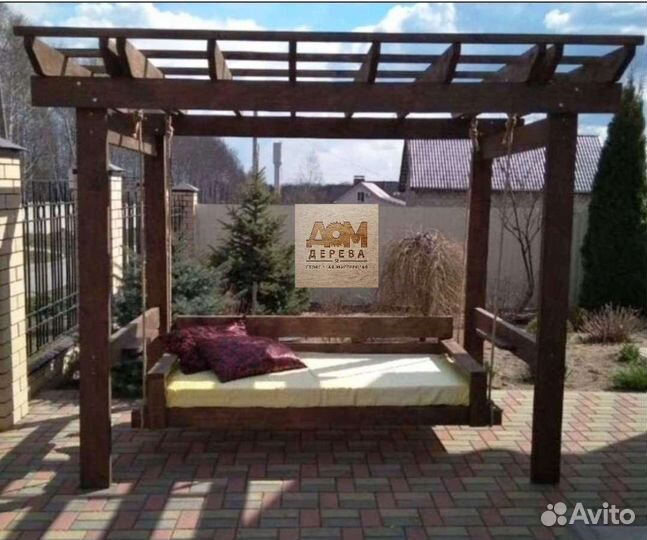 Качеля пергола деревянные садовая мебель решетки
