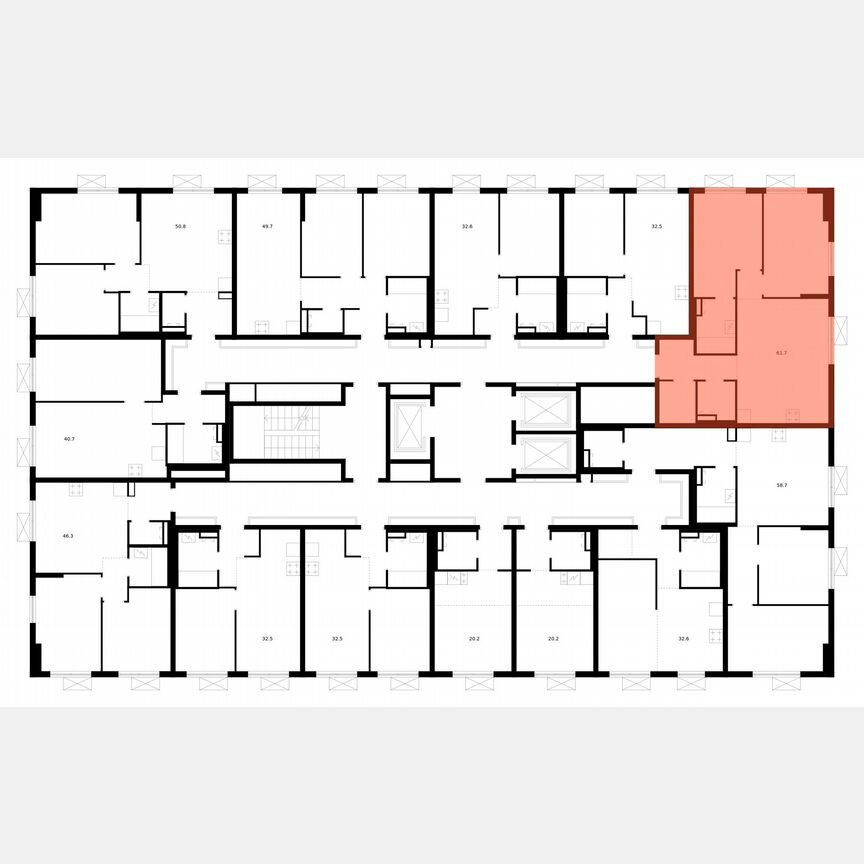 2-к. квартира, 61,7 м², 22/24 эт.