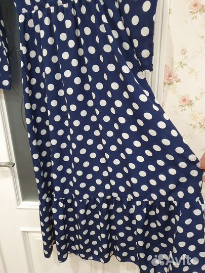 Платье в горох, фуксия Yessica цветы 44 размер