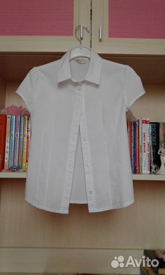 Рубашка (блуза) белая на дев рост 140