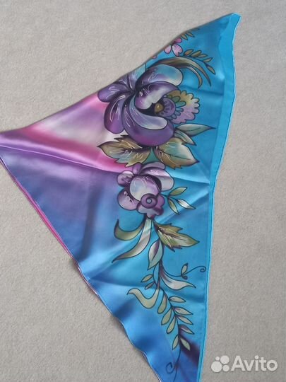 Косынка, платок из натурального шёлка, батик